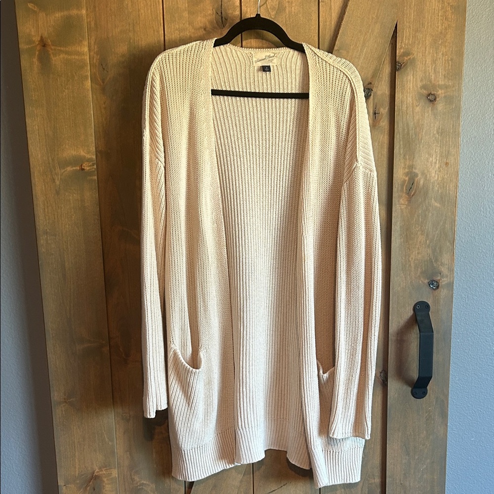 Cream Open Front Cardigan Sweater